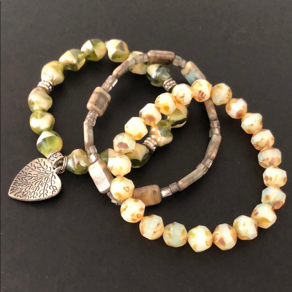 GENUINE POLISHED STONE BRACELETS W/CHARM - Picture 2 of 16